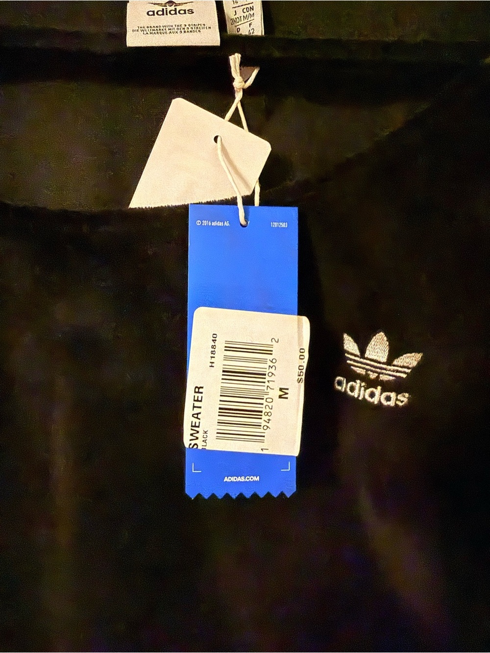 Adidas Velour Black Off the Shoulder Crop Sweatshirt NWT Sz Med - Picture 4 of 5